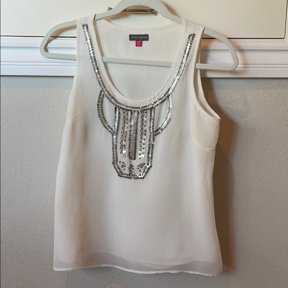 White embellished tank